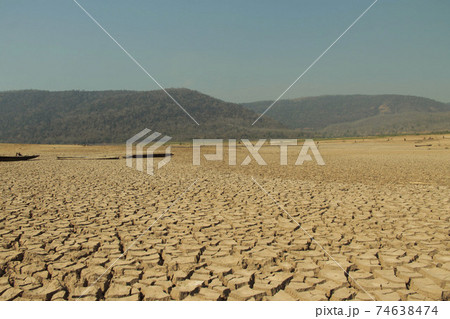 The drought land texture in Thailand. The global shortage of water on the planet. Global warming and greenhouse effect concept. 74638474