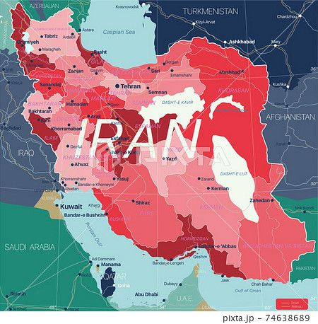 Iran country detailed editable map Iran country detailed editable map 74638689