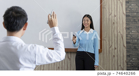 Teacher taught the book with a bright smile, Students raised their hands to answer questions with courage, Mathematics education in a high school or university classroom. Teacher taught the book with a bright smile, Students raised their hands to answer questions with courage, Mathematics education in a high school or university classroom. 74640266