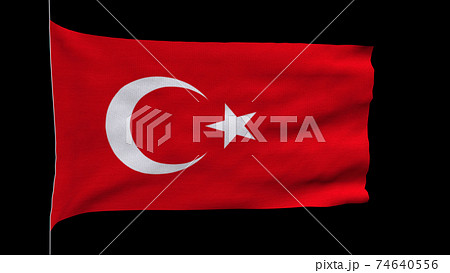 風になびくトルコ国旗のイラスト素材