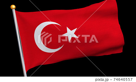 風になびくトルコ国旗のイラスト素材