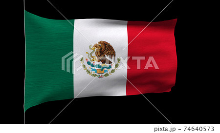 風になびくメキシコ国旗のイラスト素材
