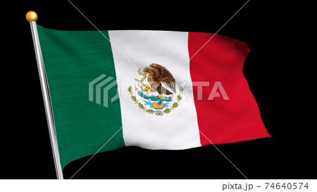 風になびくメキシコ国旗のイラスト素材 風になびくメキシコ国旗のイラスト素材