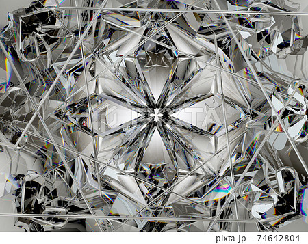 Gemstone diamond or shiny glass triangular texture kaleidoscope Gemstone diamond or shiny glass triangular texture kaleidoscope 74642804