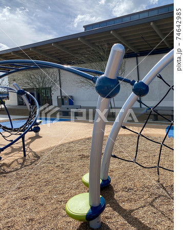 Modern Children playground activities in public park.  74642985