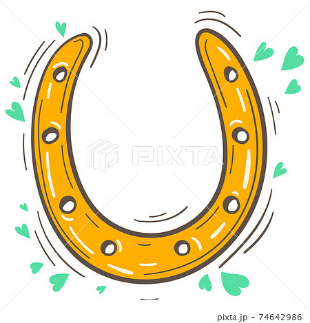 Saint Patrick's Day hand drawn graphic illustration. Horseshoe 74642986