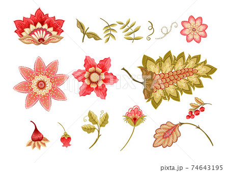 Fantasy Flowers In Retro Vintage Jacobean のイラスト素材