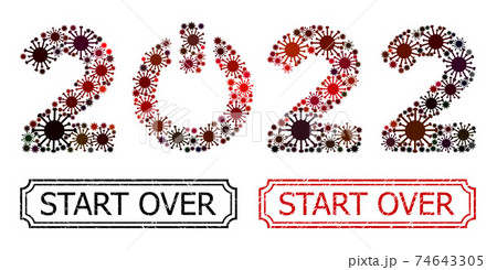 Start Over Textured Rubber Stamps with Notches and Start 2022 Caption Collage of Covid Items 74643305