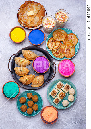 Traditional Indian Holi festival food 74645899