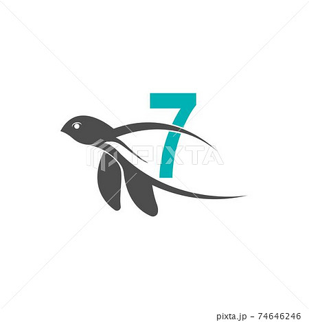 Sea turtle icon with number 7 logo design illustration 74646246