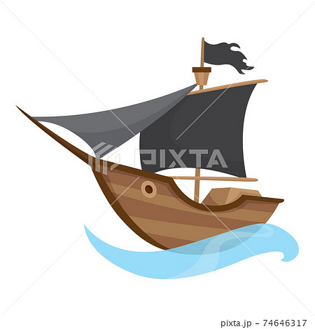 Stylized cartoon pirate ship illustration with... - Stock Illustration  [74646317] - PIXTA