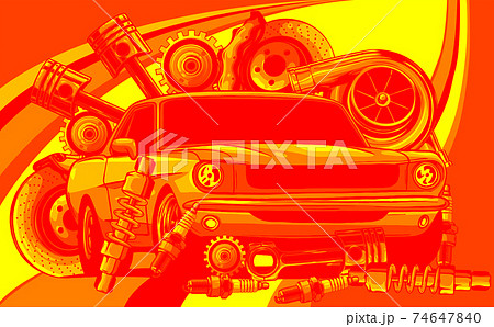 Vector illustration of Car Spares Frame and parts 74647840