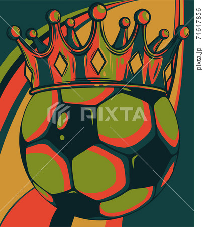 Gold crown on a soccer ball vector illustration 74647856