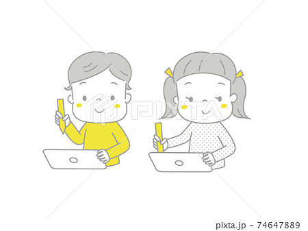 タブレット端末で学習する子どもたち タブレットを使った授業 タブレット端末で学習する子どもたち タブレットを使った授業 74647889