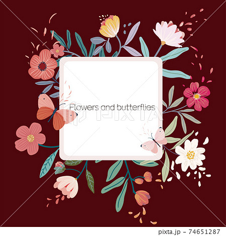 Beautiful wedding, women's day, flowers, butterflies, and leaves vector elements 74651287