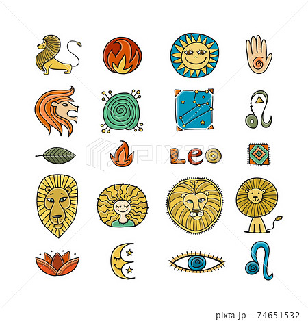 Leo Zodiac Sign. Icons collection for your design 74651532