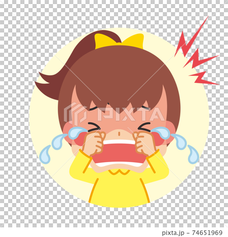 泣き叫んでいる可愛い小さな女の子のアイコン イラスト 可愛い 白背景のイラスト素材