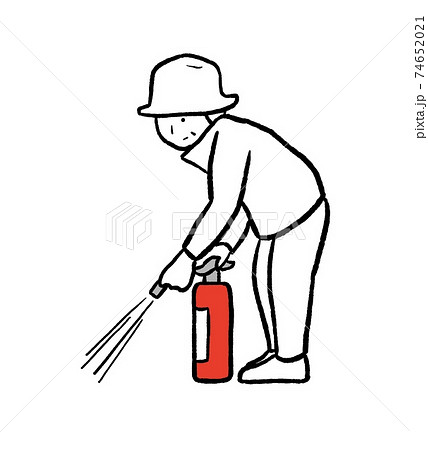 防災訓練をする高齢者のイラストのイラスト素材