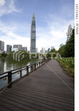 KingKey Financial Center looking from Lizhi park in Shenzhen,China.  74652165