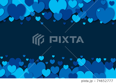 ホワイトデー背景素材 青/水色系ハートが上下から湧き上がるイメージ 横 他色有り 74652777