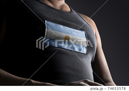 The national flag of Argentina on the athlete's chest 74653578