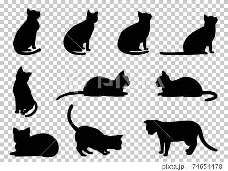 猫のシルエット10種 74654478