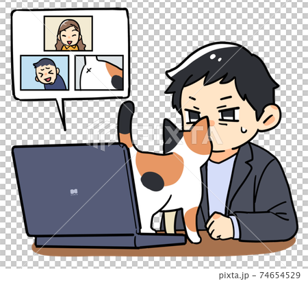 猫に通話を邪魔される人 74654529