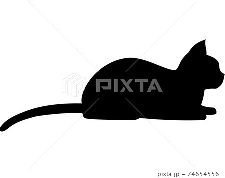 猫のシルエット 座りポーズのイラスト素材