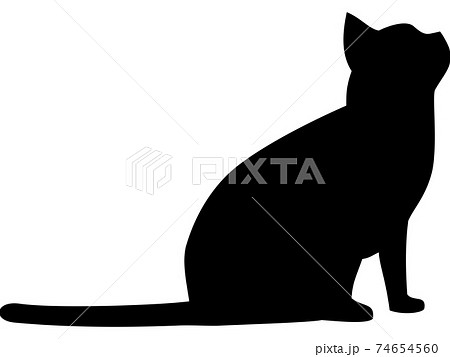 猫のシルエット 座りポーズのイラスト素材