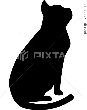 猫のシルエット 座りポーズのイラスト素材