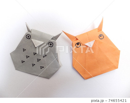 折り紙 縁起物のふくろう 折り紙 縁起物のふくろう 74655421