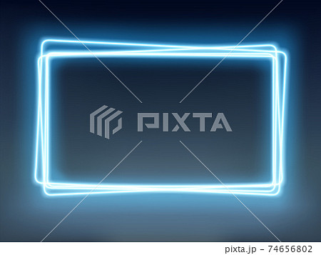 Neon blue glowing frame on a dark background Neon blue glowing frame on a dark background 74656802