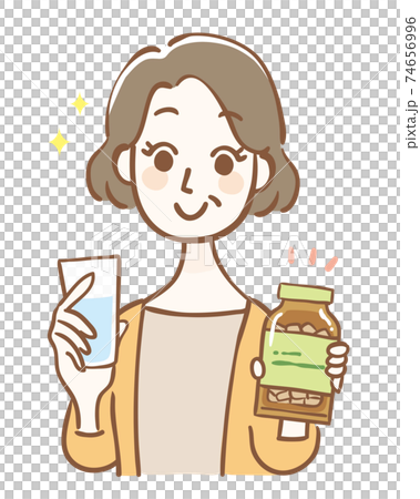 Middle-aged women with supplements 74656996