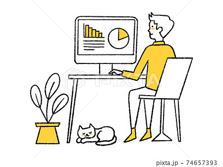 リモートワークする男性01 リモートワークする男性01 74657393