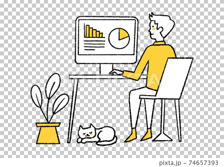リモートワークする男性01 リモートワークする男性01 74657393