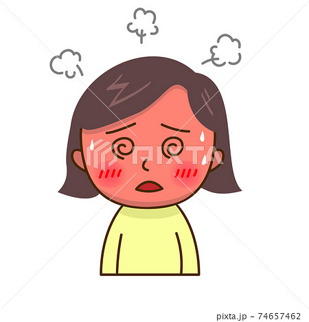 高熱で辛そうな女性 74657462
