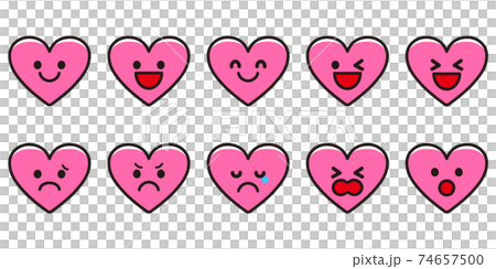 Heart Various facial expressions Icon material set - Stock Illustration ...