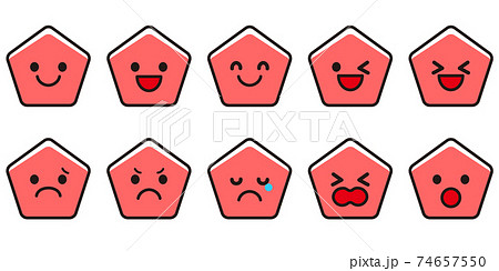 五角形 いろいろな表情 アイコン素材セット 五角形 いろいろな表情 アイコン素材セット 74657550