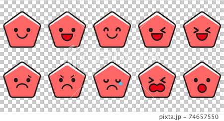 Pentagon Various facial expressions Icon material set Pentagon Various facial expressions Icon material set 74657550