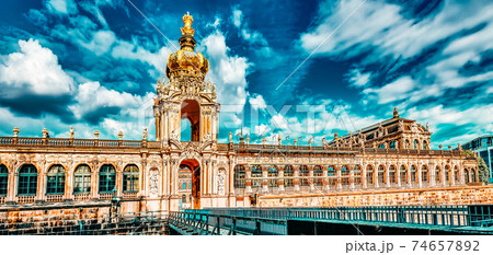 Zwinger Palace (Der Dresdner Zwinger) Art Gallery of Dresden, which was almost completely destroyed during the Second World War. Back view. Zwinger Palace (Der Dresdner Zwinger) Art Gallery of Dresden, which was almost completely destroyed during the Second World War. Back view. 74657892