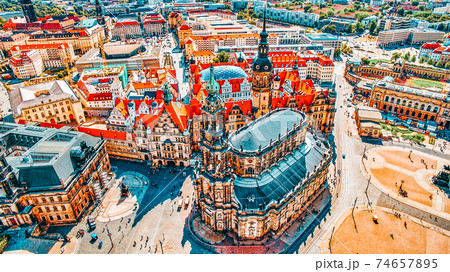 Theatre Square (Theaterplatz) in the historic center of Dresden,to the left - Katholische Hofkirche. Saxony, Germany. Theatre Square (Theaterplatz) in the historic center of Dresden,to the left - Katholische Hofkirche. Saxony, Germany. 74657895