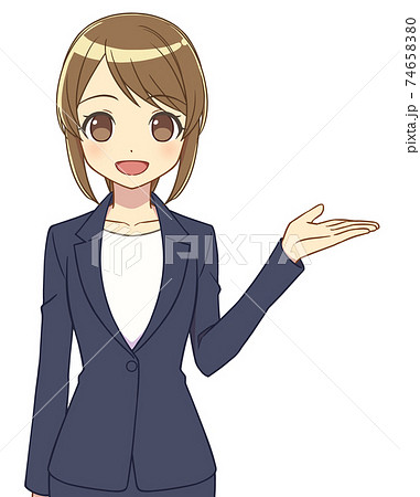 スーツの女性 案内のイラスト素材 スーツの女性 案内のイラスト素材