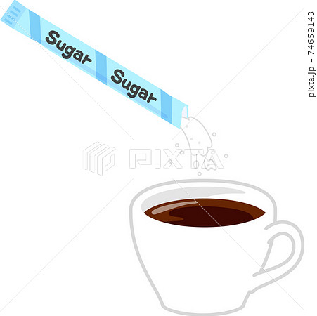 コーヒーに入れられるスティックシュガーのイラスト素材