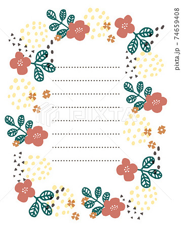 ピンクのお花のお手紙フレームのイラスト素材