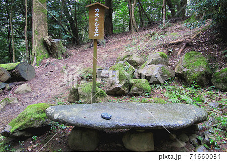 平たい石に小さい石が置いてある【カネのなる石】/元伊勢内宮皇大神社(京都府福知山市) 平たい石に小さい石が置いてある【カネのなる石】/元伊勢内宮皇大神社(京都府福知山市) 74660034