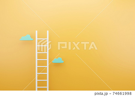 White ladder with yellow background, Copy Space for text advertising concept, 3d render White ladder with yellow background, Copy Space for text advertising concept, 3d render 74661998