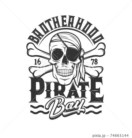 Pirate skull t-shirt print, skeleton in eye patch Pirate skull t-shirt print, skeleton in eye patch 74663144