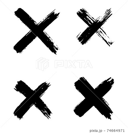 Hand drawn set of cross brush strokes. X black stripes collection. Cross sign graphic symbol. Vector 74664971