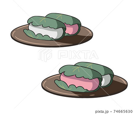 柏餅　紅白　皿 74665630