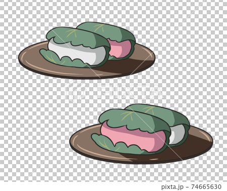 柏餅　紅白　皿 74665630